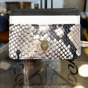 Kurt Geiger Black/White/Gray Snakeskin Embossed Card Holder 4”x 3” NWOT